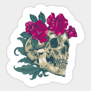 Skull And Roses Sticker